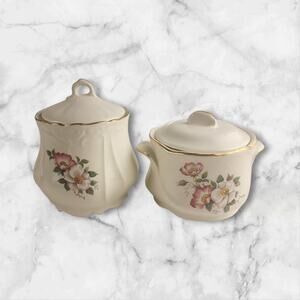 VTG House of Webster Old English Wild Briar Rose Biscuit, Canister Set 2